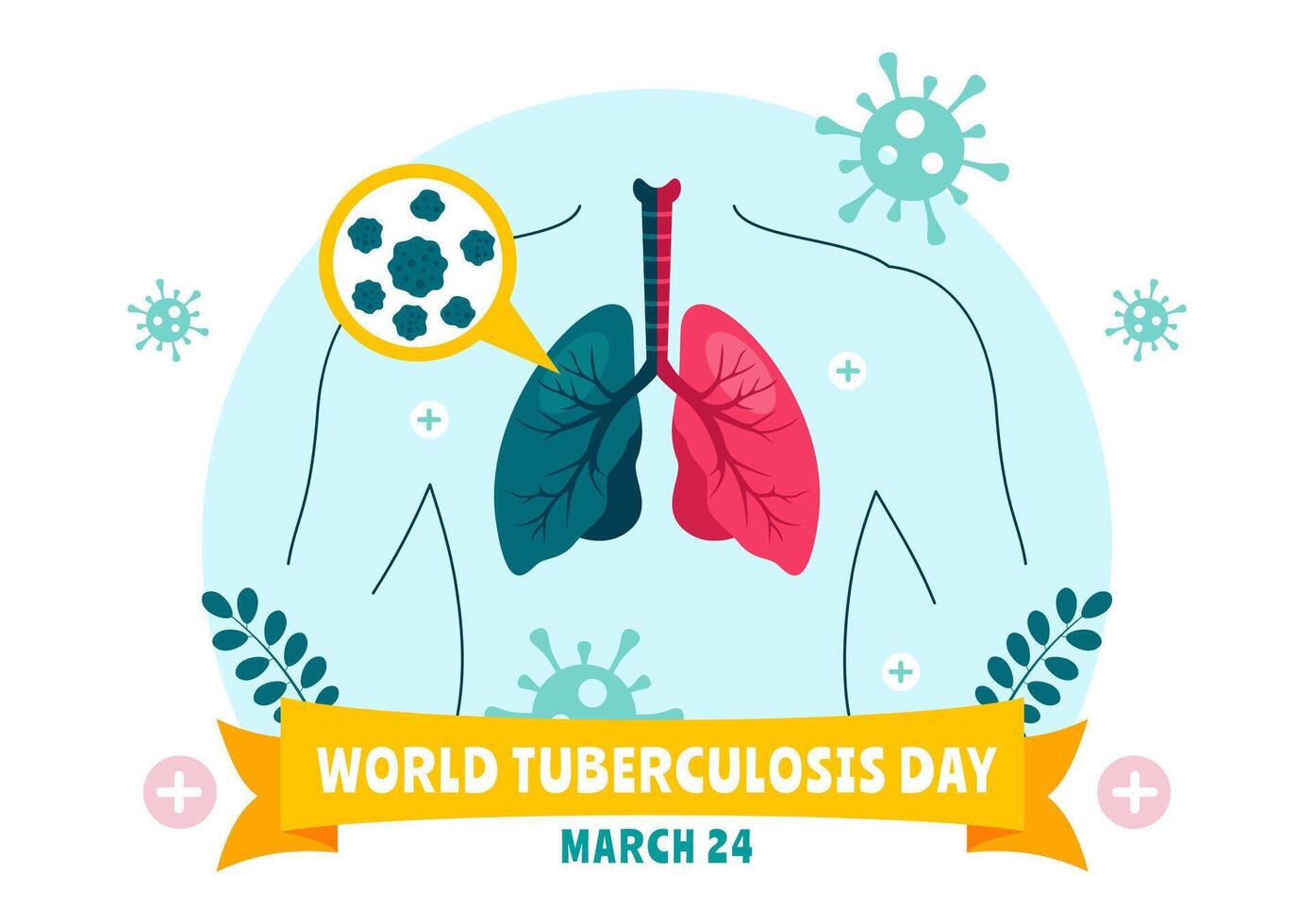Flat Style World TB Day Design Featuring Healthcare and Awareness Concepts vector