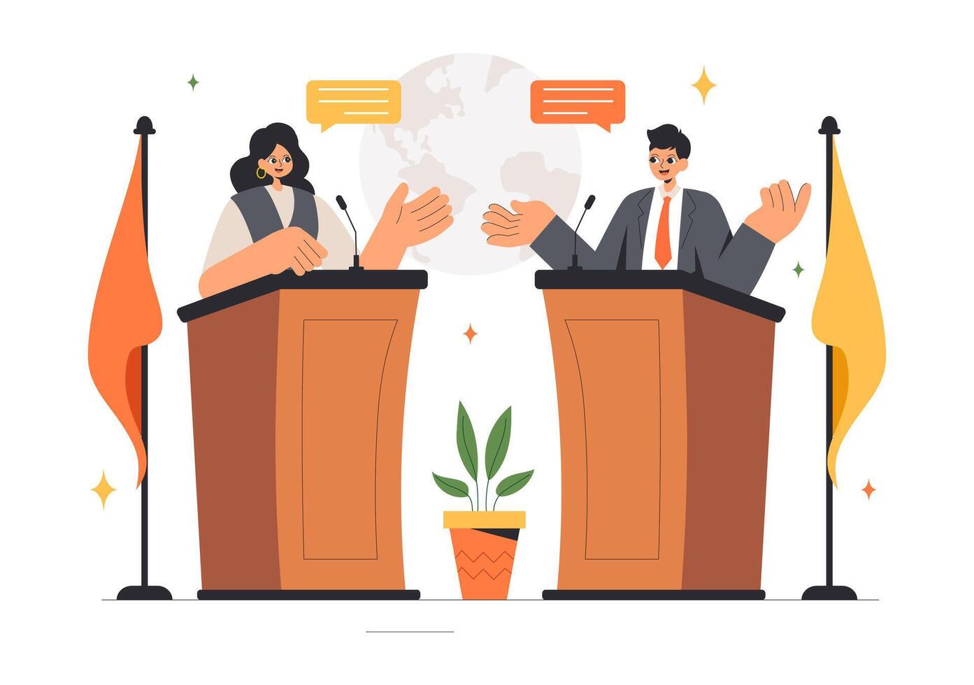 Diplomatic Negotiations Illustration of Global Agreement Signing and Country Representation vector