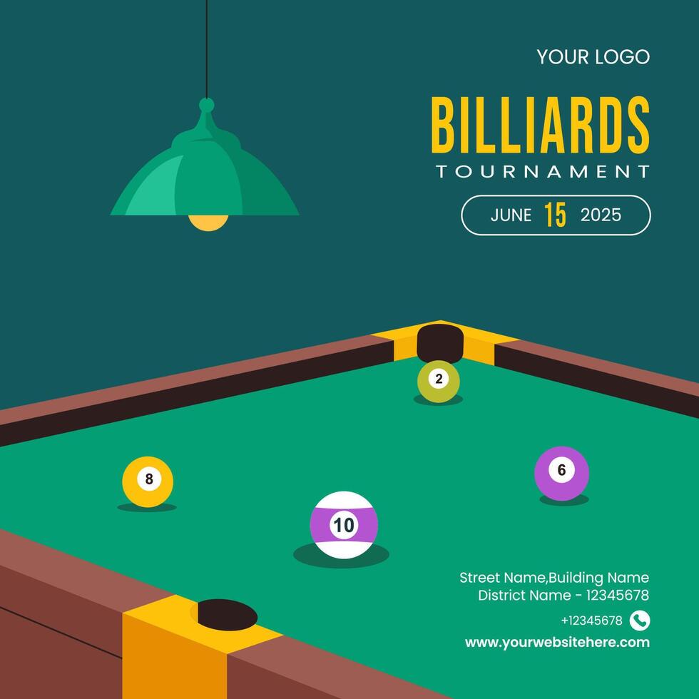 Billiards Game Templates for Social Media with Flat Cartoon Design Illustration vector