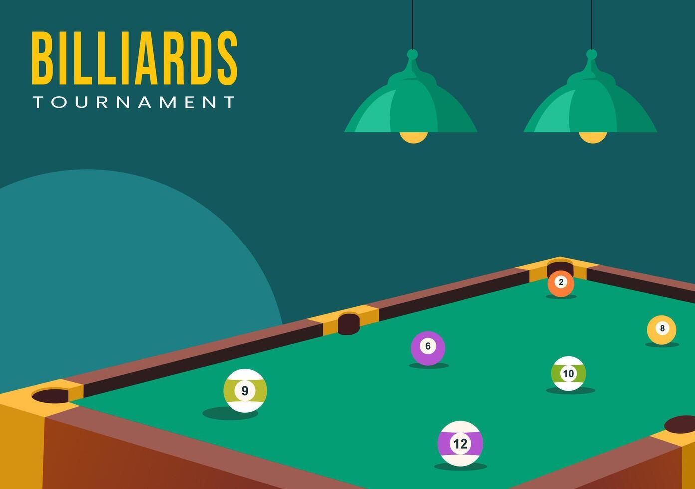 Billiards Game Flat Cartoon Templates for Social Media Background vector