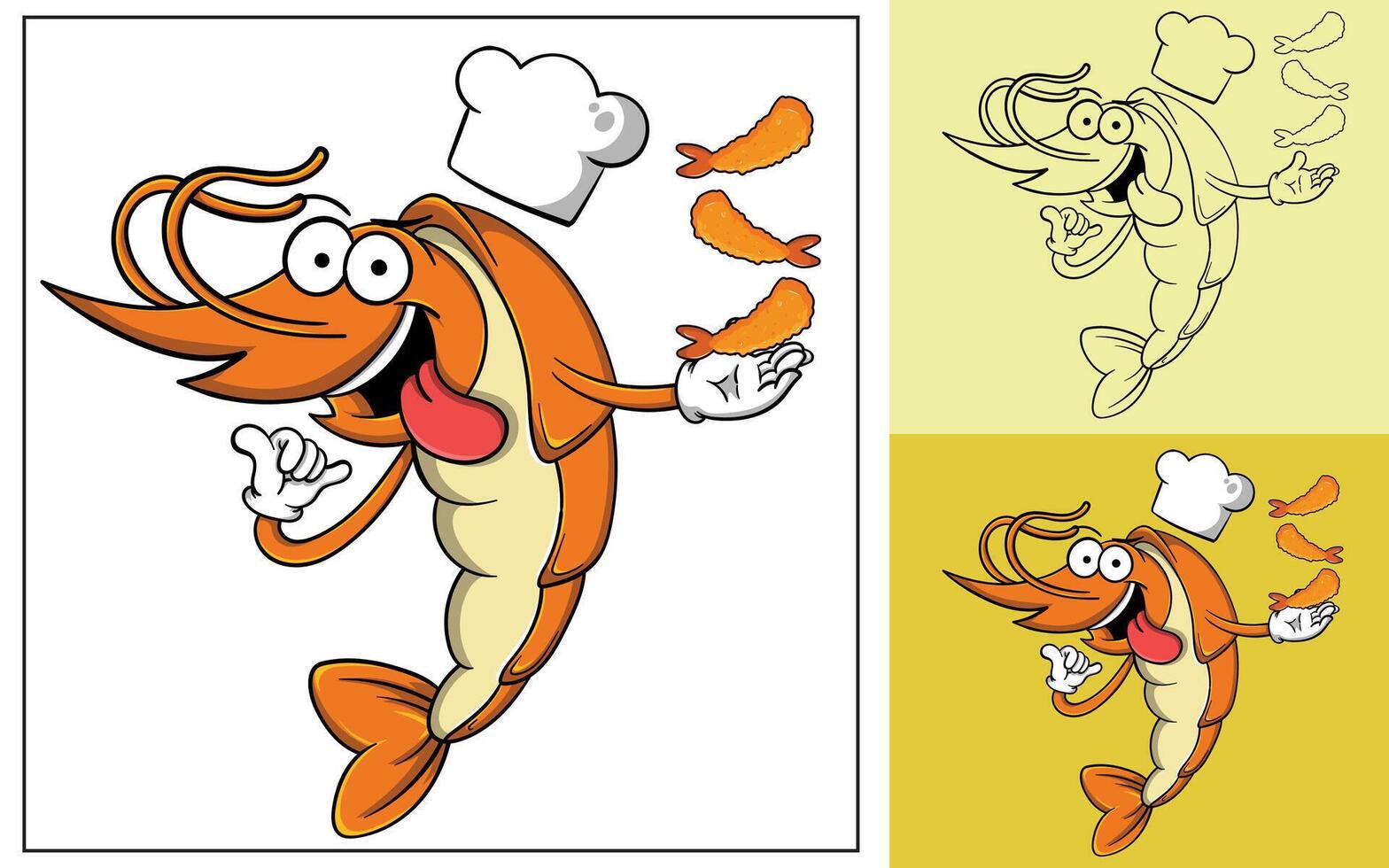 Shrimp mascot illustration design for food vector