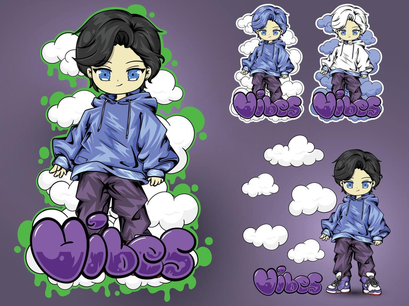 Cartoon chibi mascot design for t-shirt and sticker vector