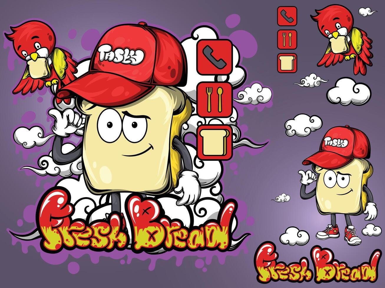 Fresh bread mascot design for t-shirt and sticker vector