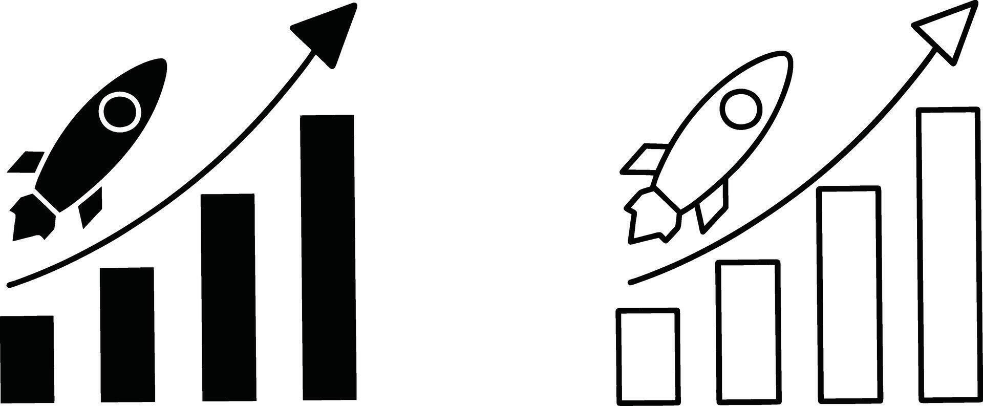 Rocket Launch Growth Chart Business Success, Startup, Metrics, Progress, Aspiration vector