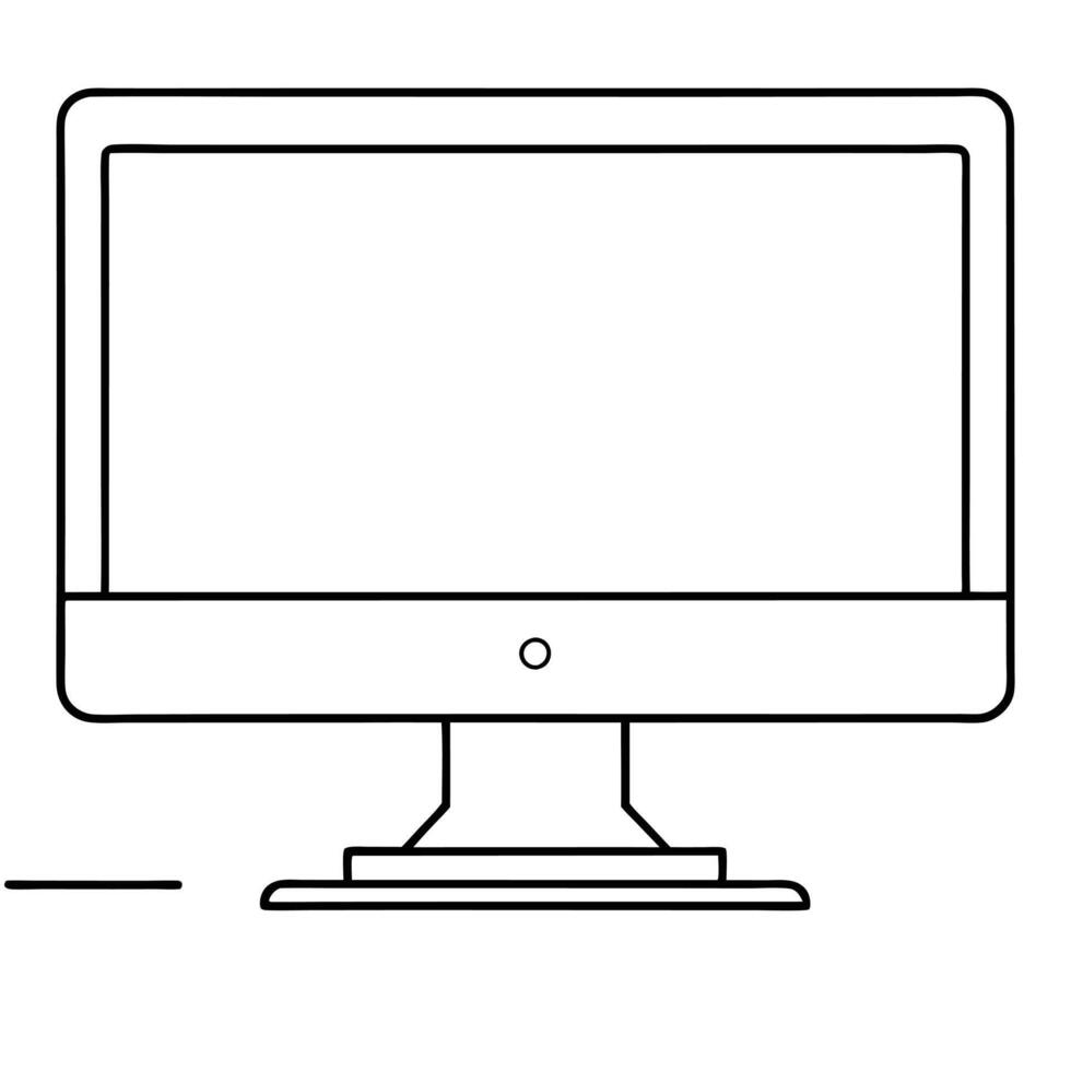 Simple Line Art Desktop Computer Screen Monitor Display vector