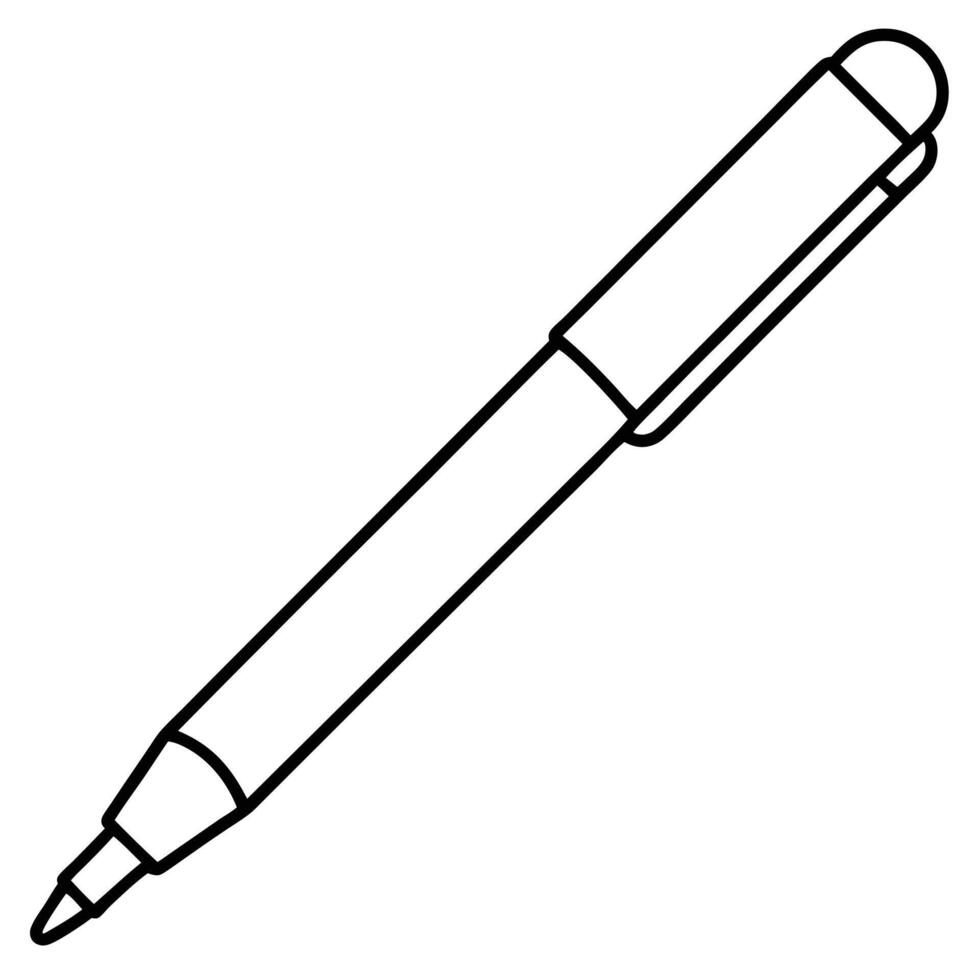 Simple Black Outline Pen, Writing Tool, Stationery Item vector