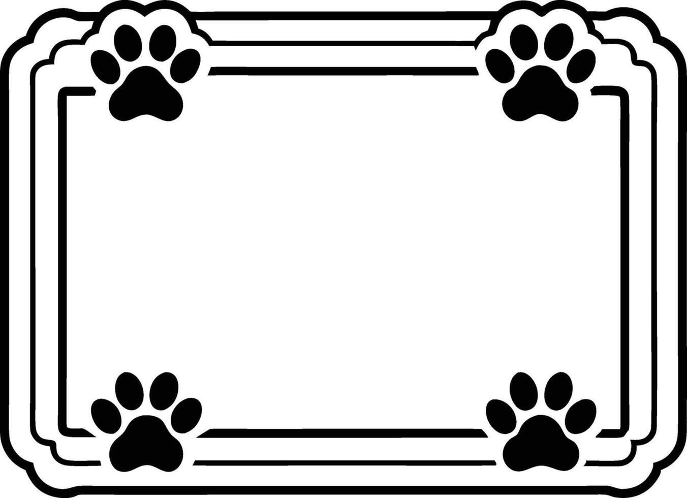 Paw Print Border Frame Pet Photo Design Template vector