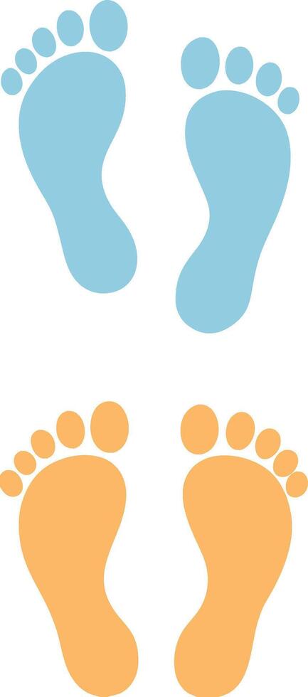 Baby Footprints Light Blue and Peach Prints, Toddler Steps vector