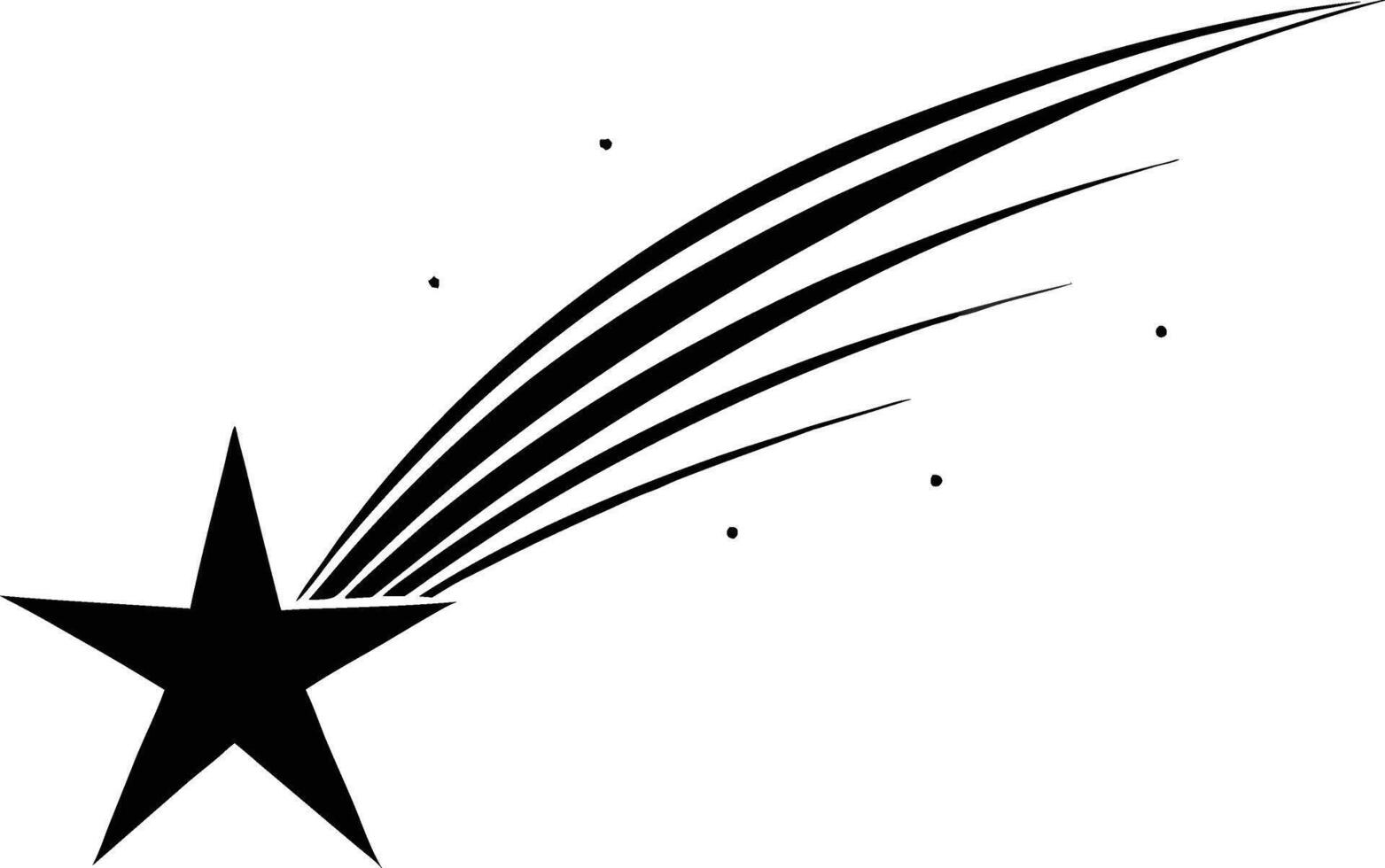 Shooting Star Design Celestial Black Star, Comet Tail, Night Sky vector