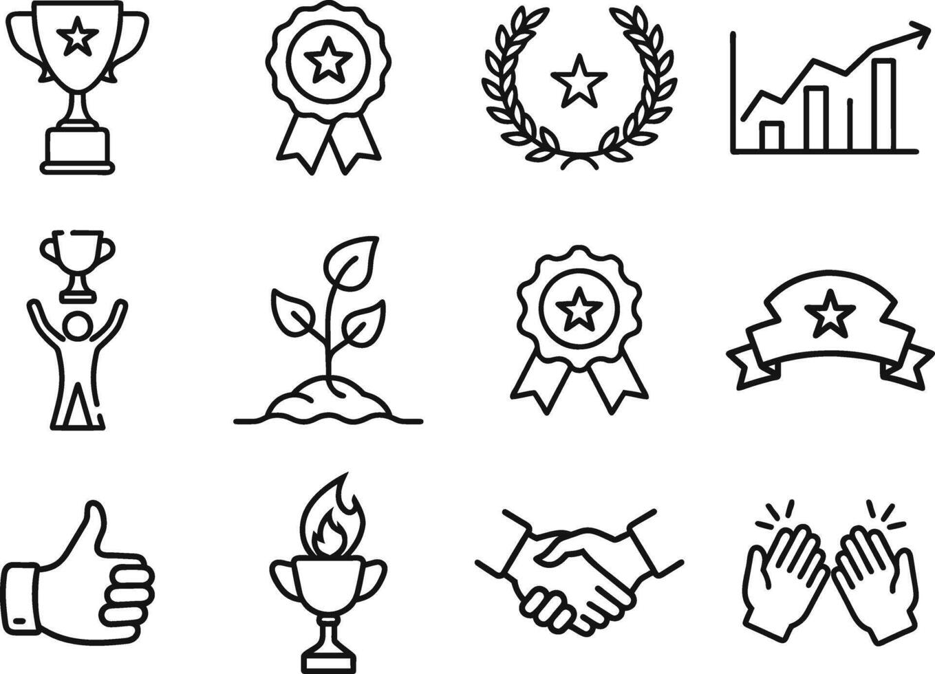 Achievement Icons Success, Growth, Awards, and Teamwork Graphics vector