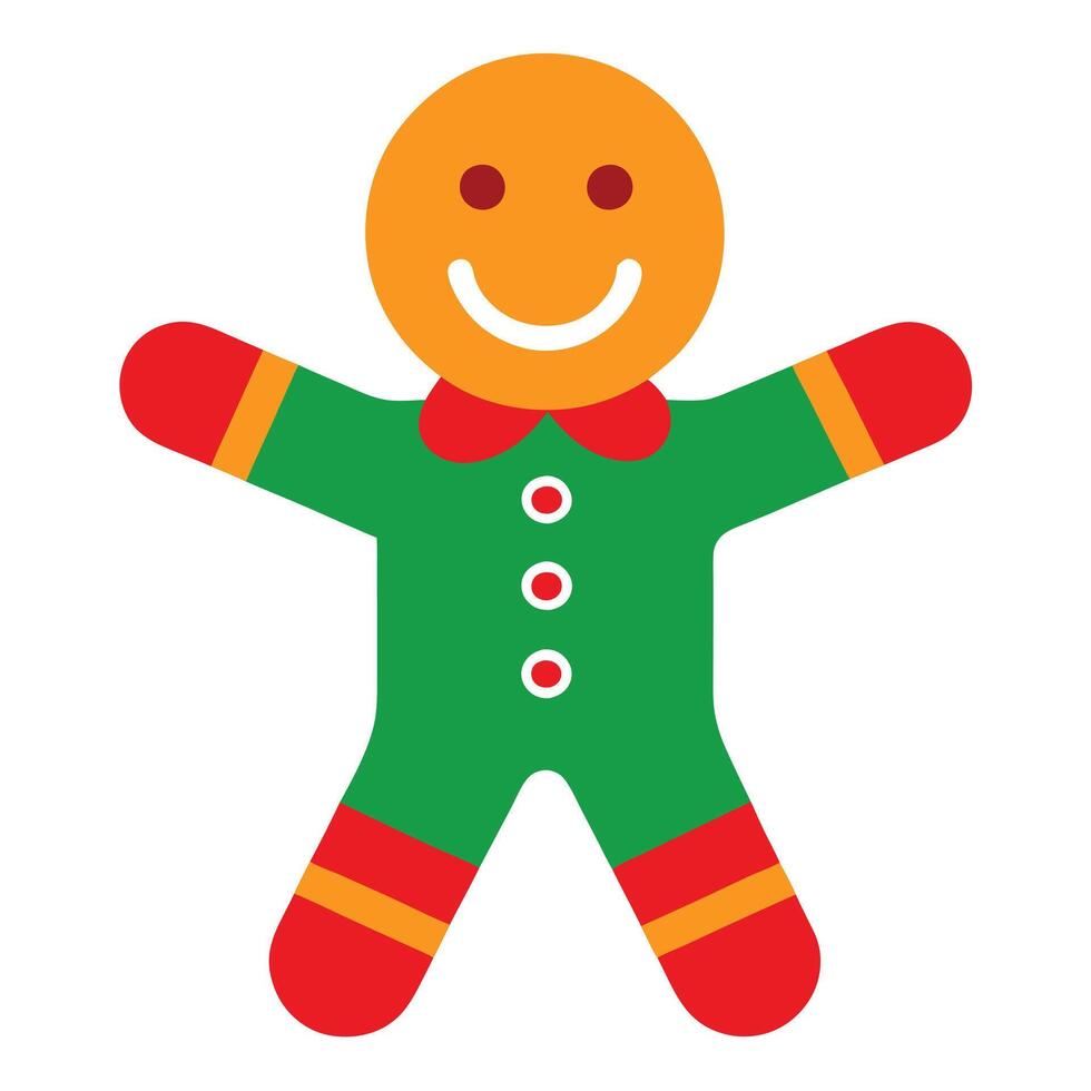 Smiling Gingerbread Man Christmas Holiday Festive Cookie Treat vector
