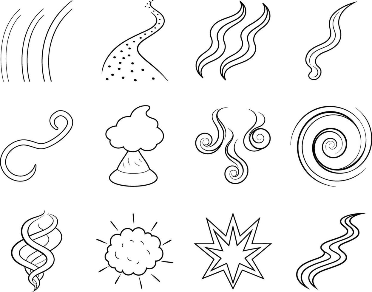 Abstract Nature Elements Wind, Smoke, Swirl, Explosion, Path vector