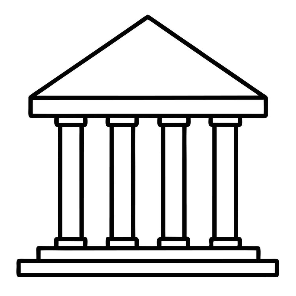 Classical Building Structure Four Pillars, Gable Roof, Temple Design vector