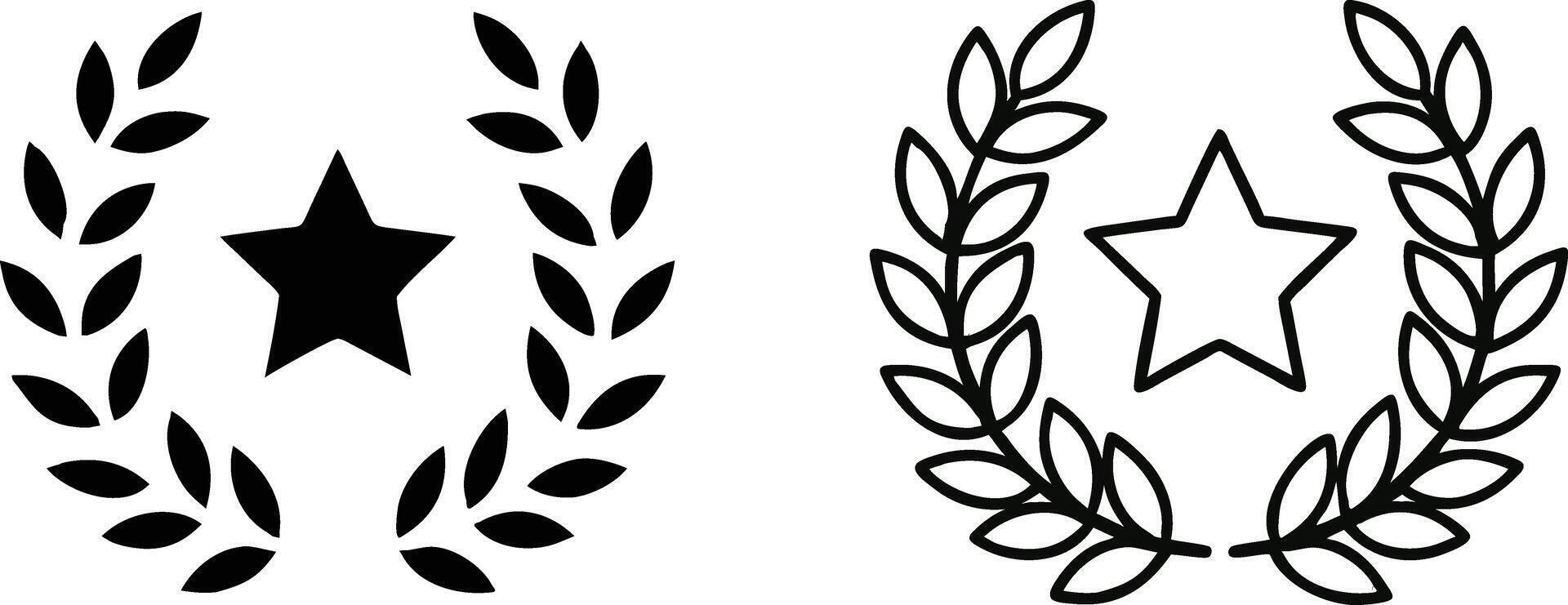 Award Icons Star, Laurel Wreath, Achievement, Recognition, Success vector