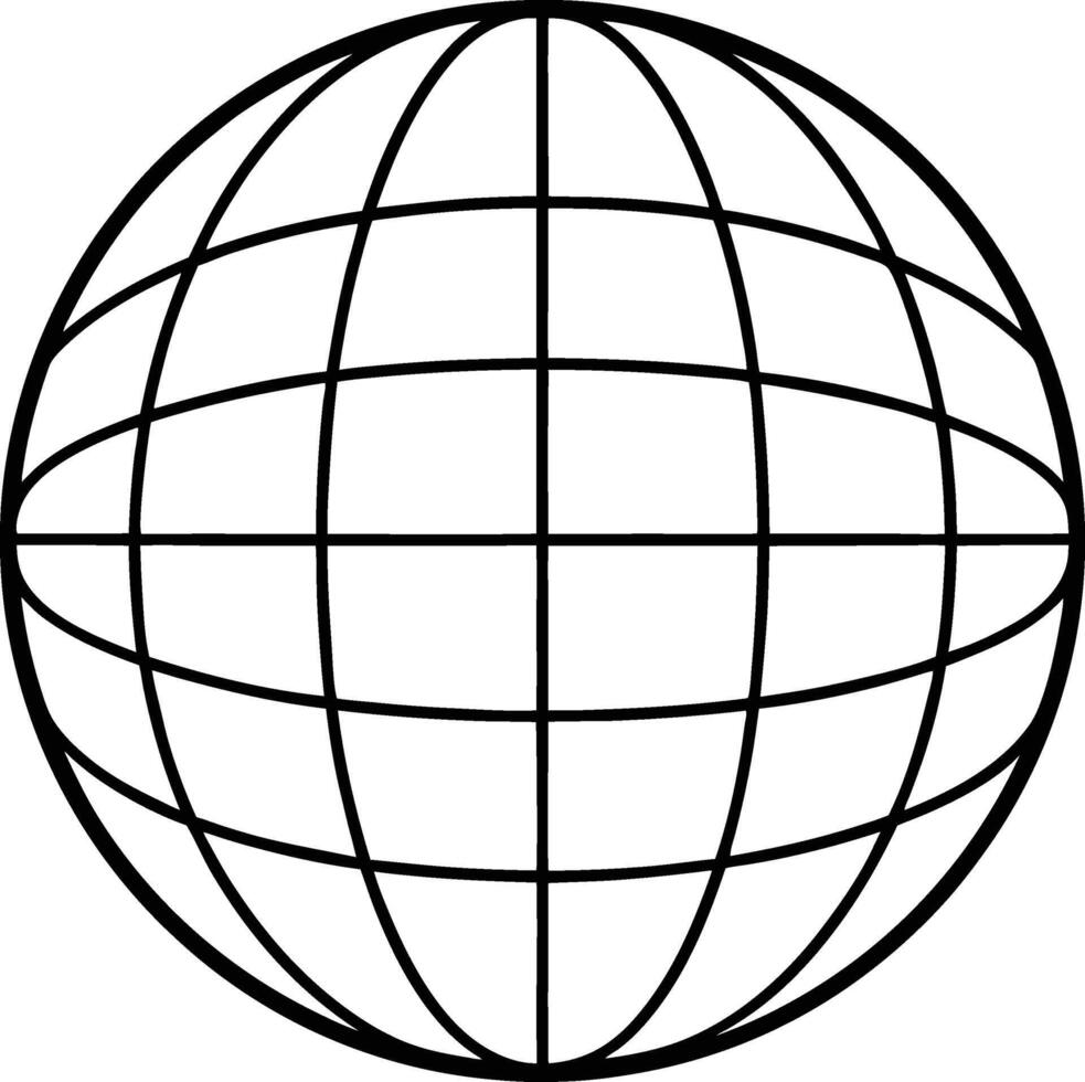 Global Grid Lines Earth Sphere, World Map, Latitude, Longitude, Geometric Pattern vector