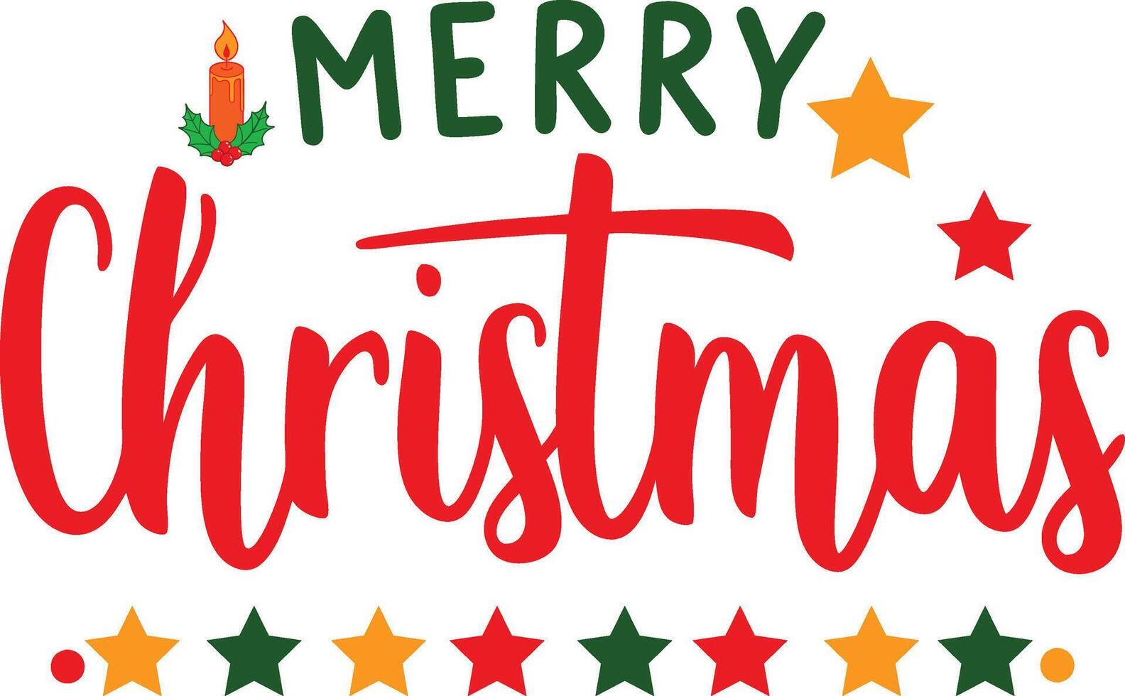 Merry Christmas Festive Holiday Season Greetings Stars Candle vector