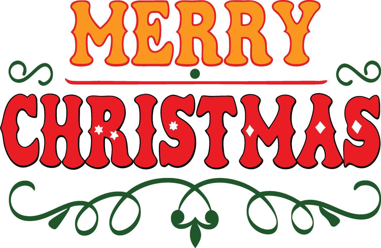 Merry Christmas Festive Typography Design Red Orange Green vector