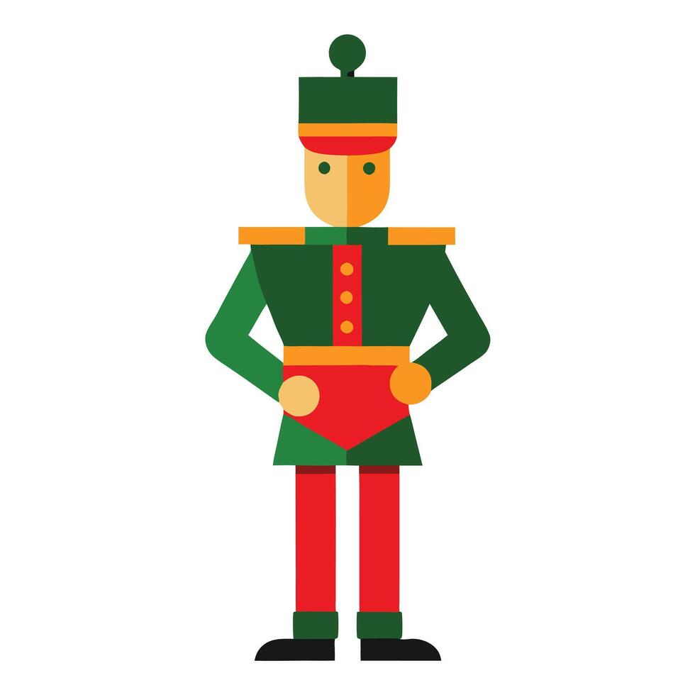 Christmas Nutcracker Soldier Toy Figure Festive Green Red vector