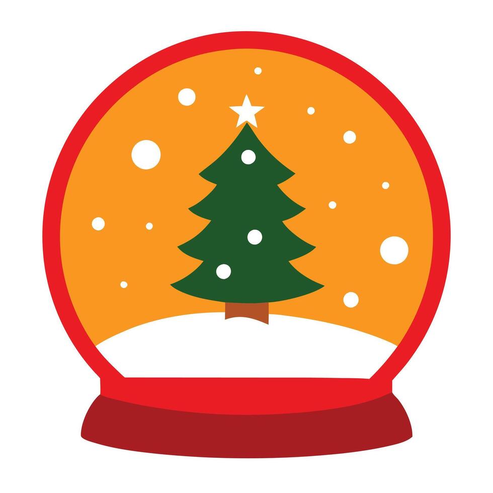 Christmas Snow Globe Festive Winter Tree Decor Ornament Holiday vector