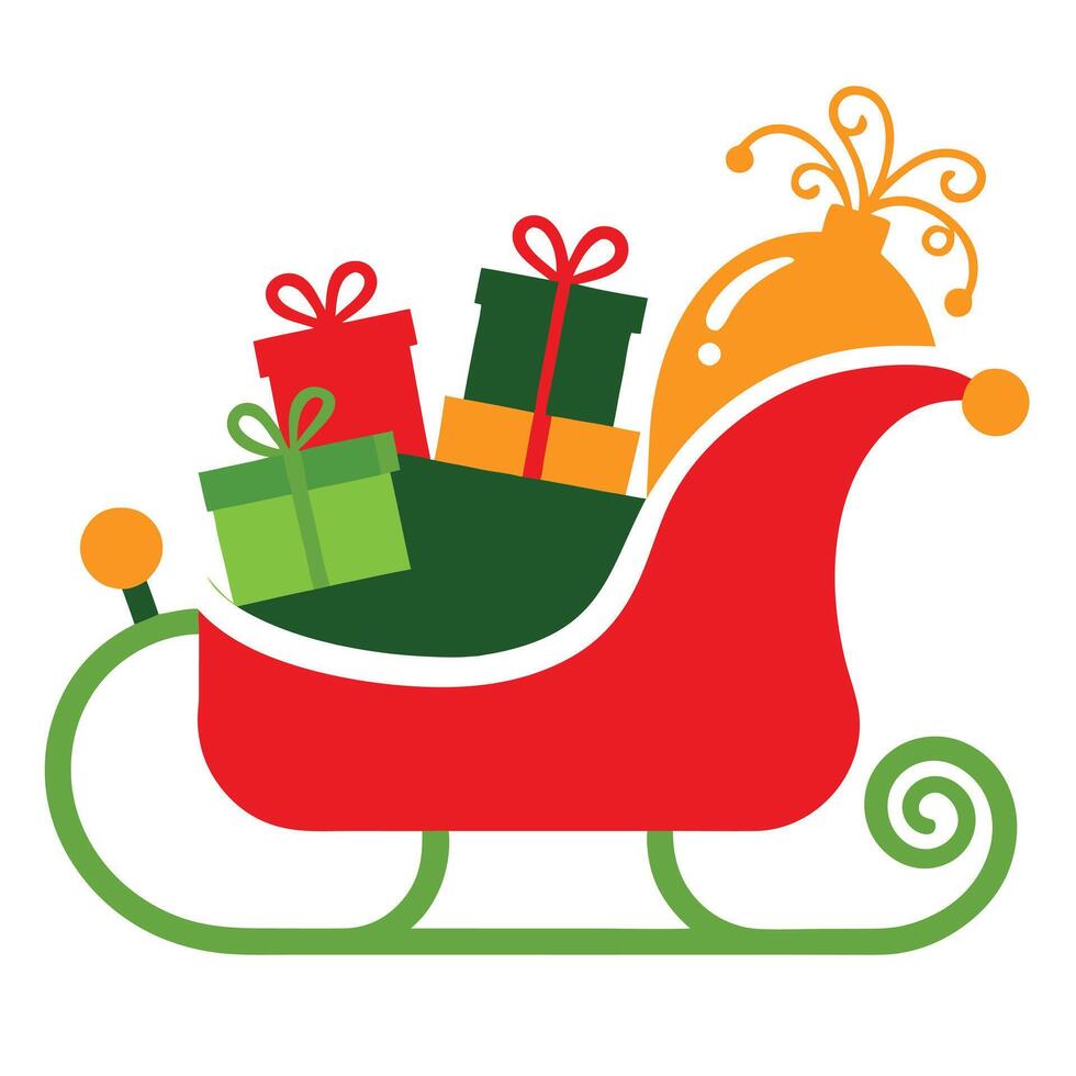 Santas Christmas Sleigh Filled with Festive Gifts and Joy vector