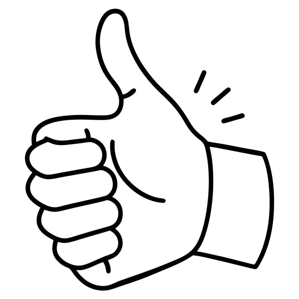 Thumbs Up Hand Gesture Positive Feedback, Approval, Success, Good Job vector