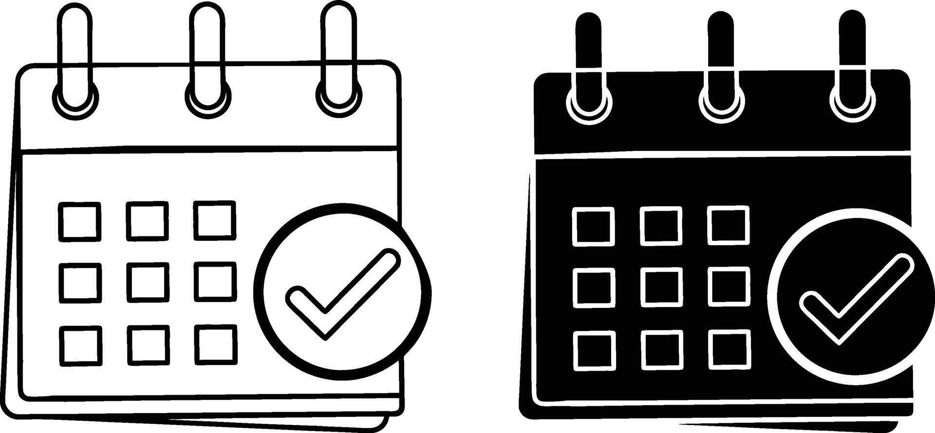 Calendar Icons Schedule, Planning, Task, Checklist, Completed, Appointment, Reminder, Event, Deadlin vector