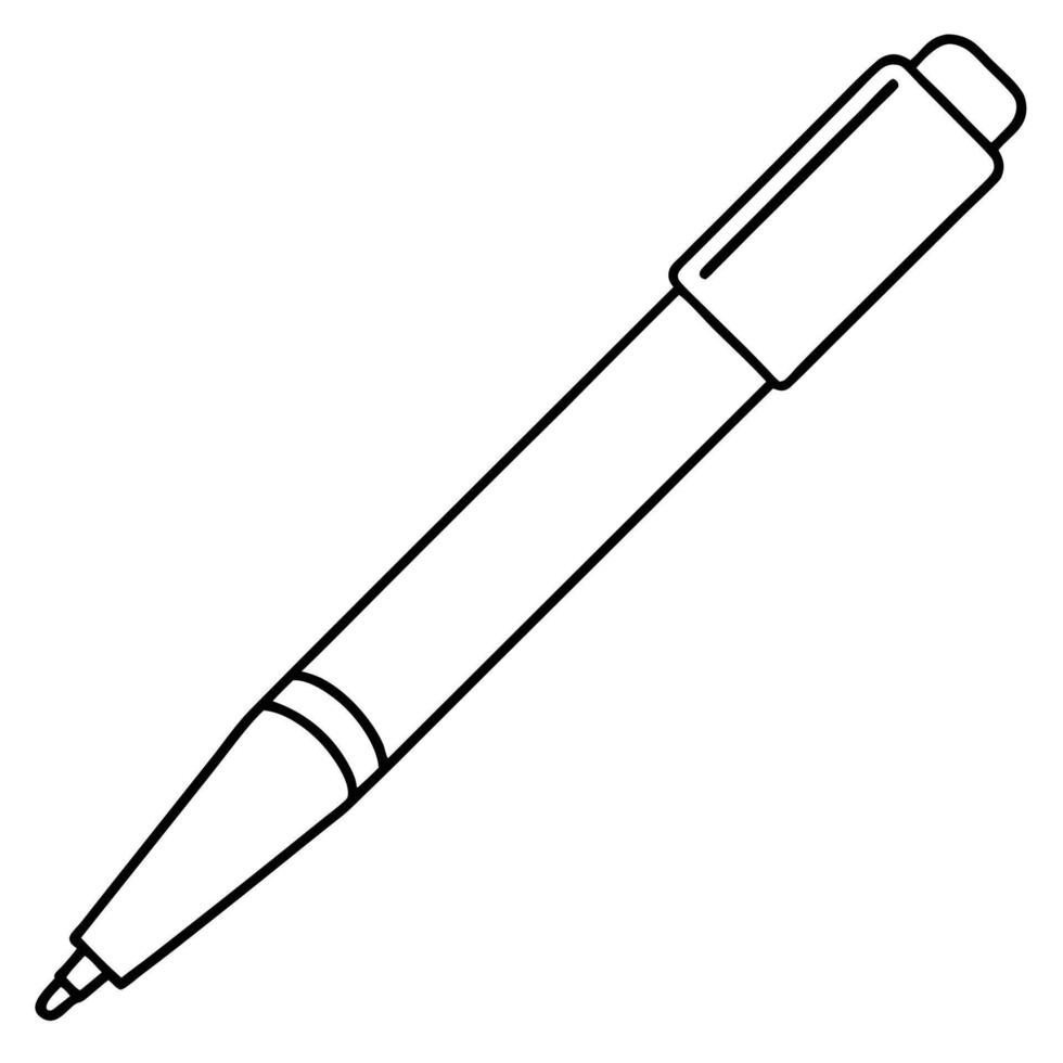 Simple Black Outline Pen, Writing Tool, Stationery, Office Supply vector