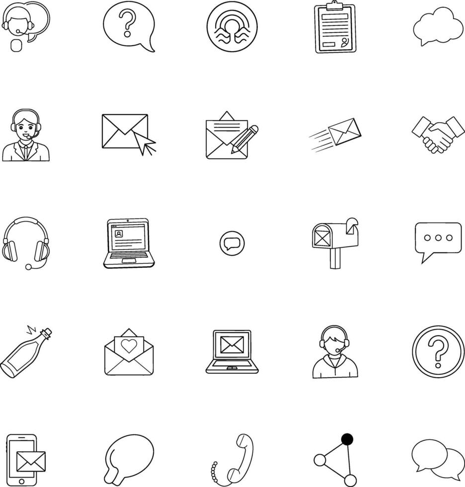 Communication Icons Customer Support, Email, Messaging, and Network vector