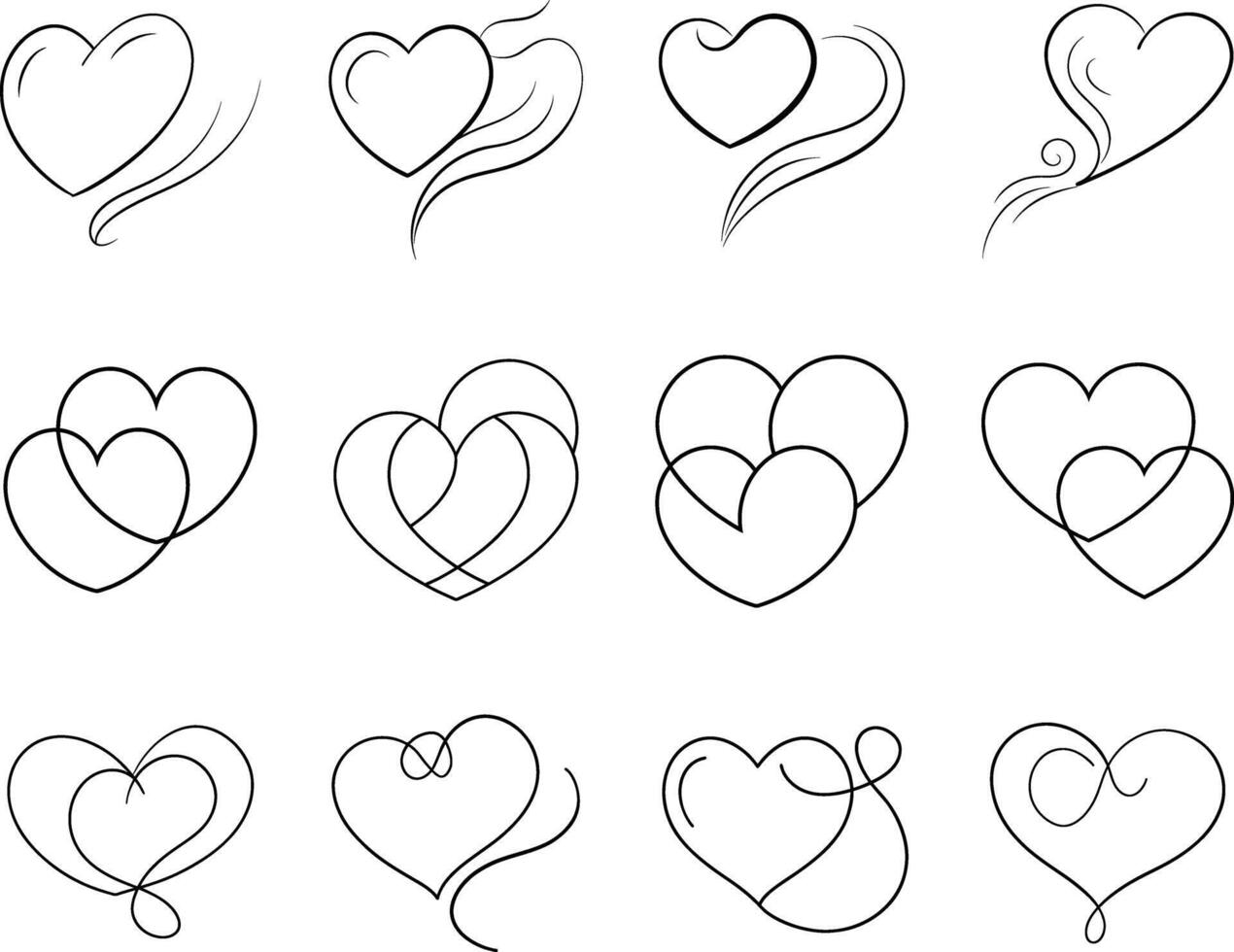 Romantic Heart Designs Twelve Elegant Love Symbols vector