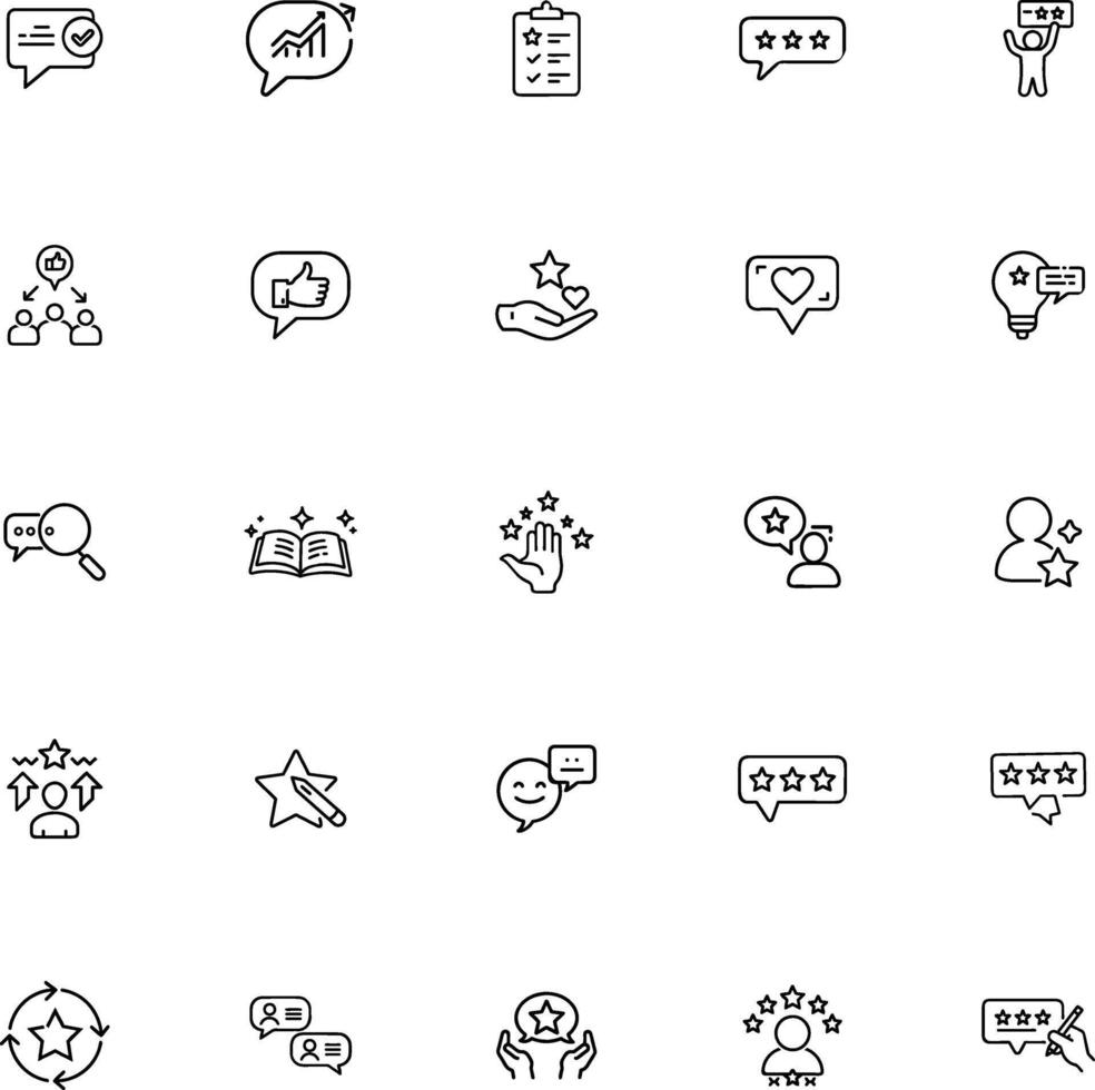 Customer Feedback, Reviews, Ratings, and Satisfaction Icons vector