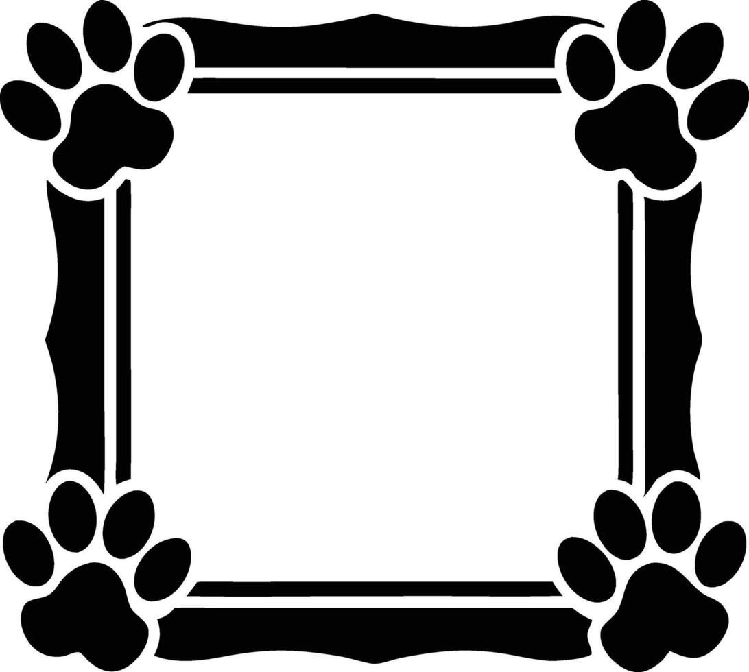 Paw Print Frame Border Design Pet Photo Picture Template vector