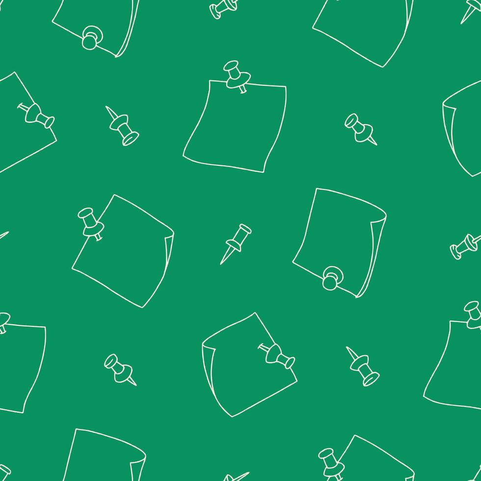 Outline Paper Notes Thumbtack Seamless Pattern illustration for Print, Wallpaper, Decoration. vector
