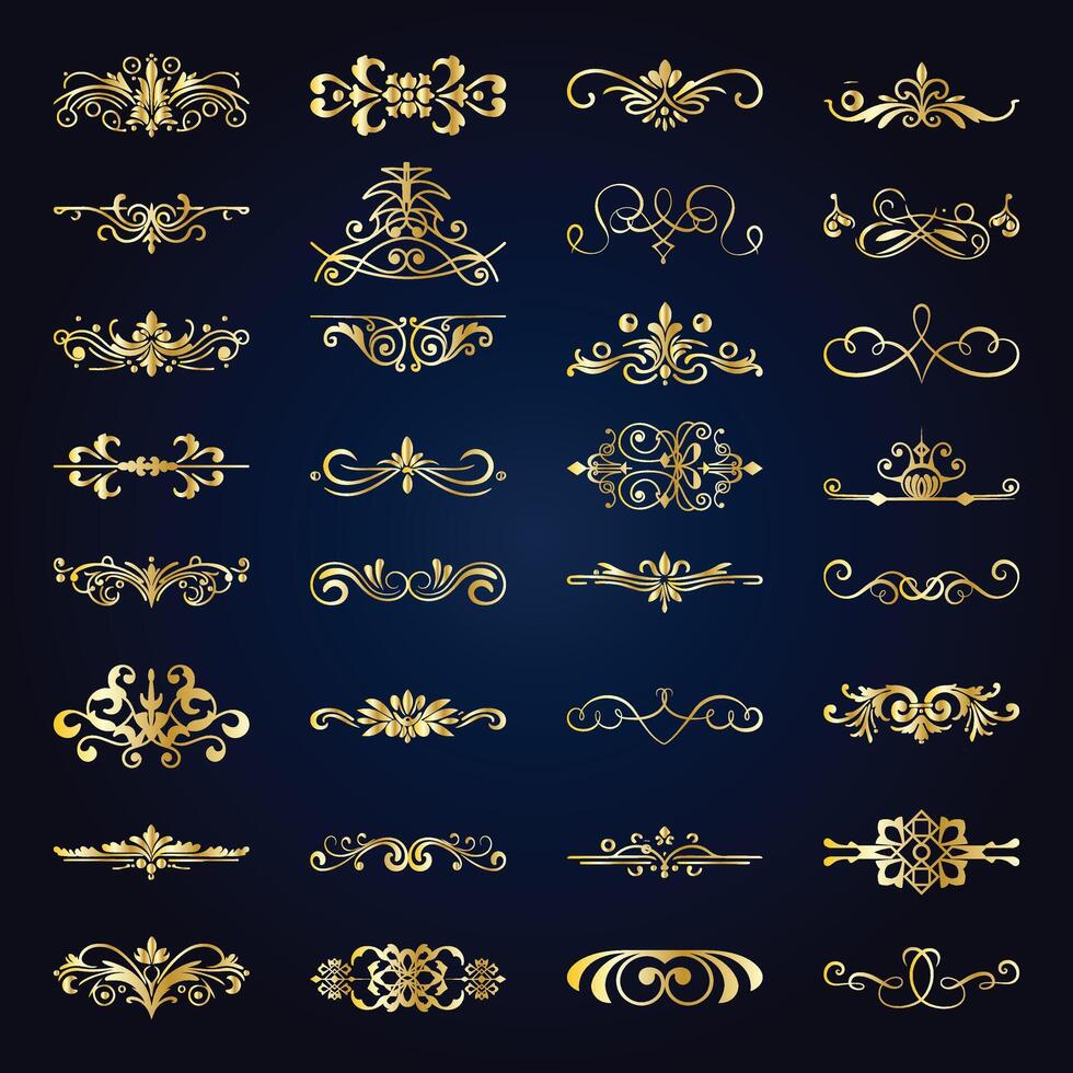 Calligraphy retro swirl ornaments Luxury ornamental elements collection. vector