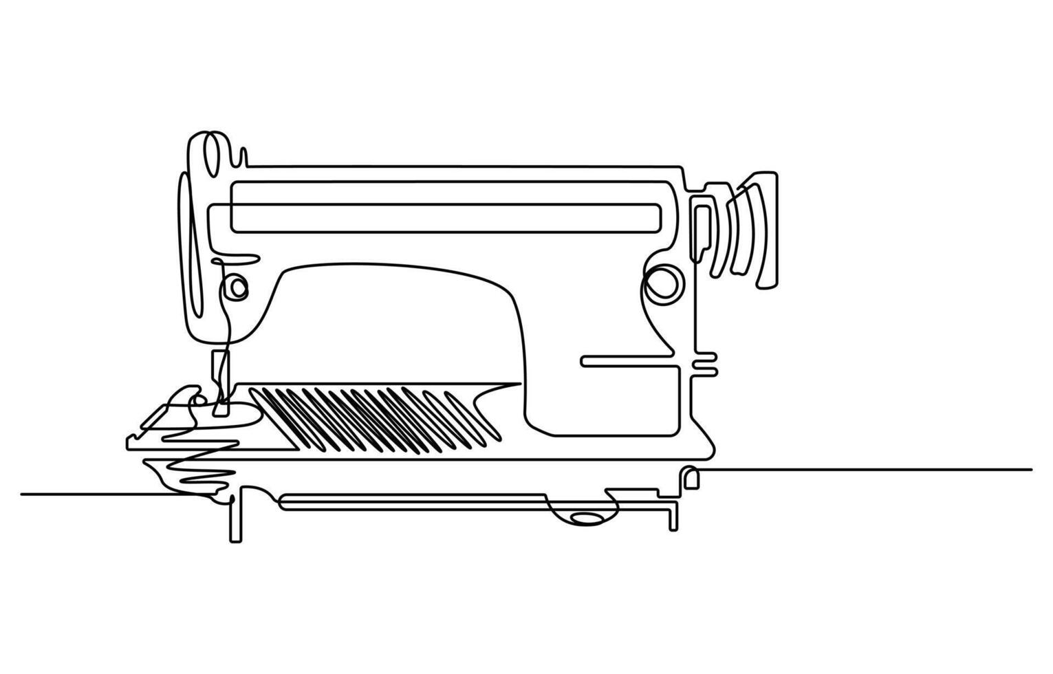 vintage sewing machine continuous line illustration vector