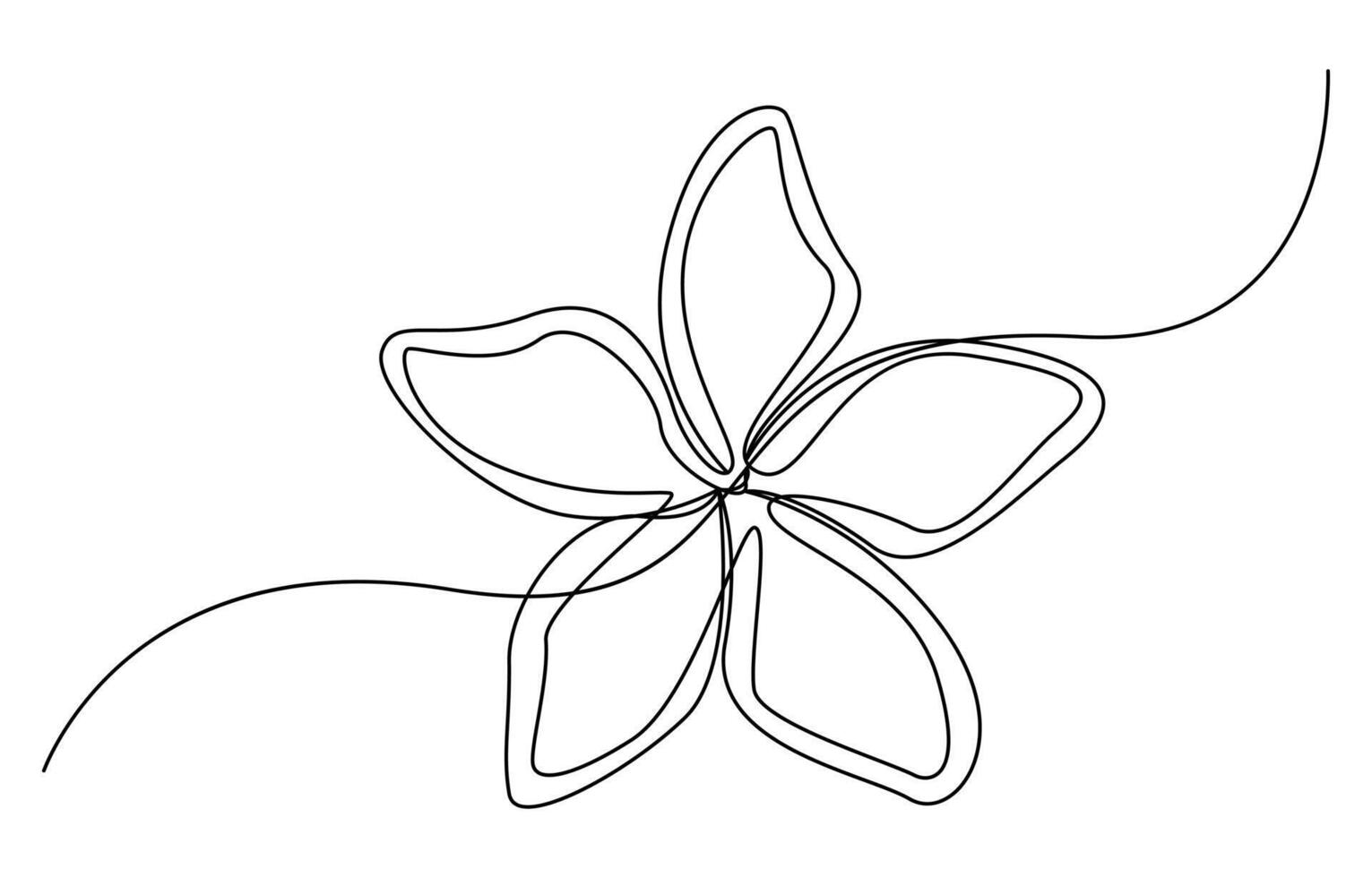 One continuous line drawing of Plumeria flower vector