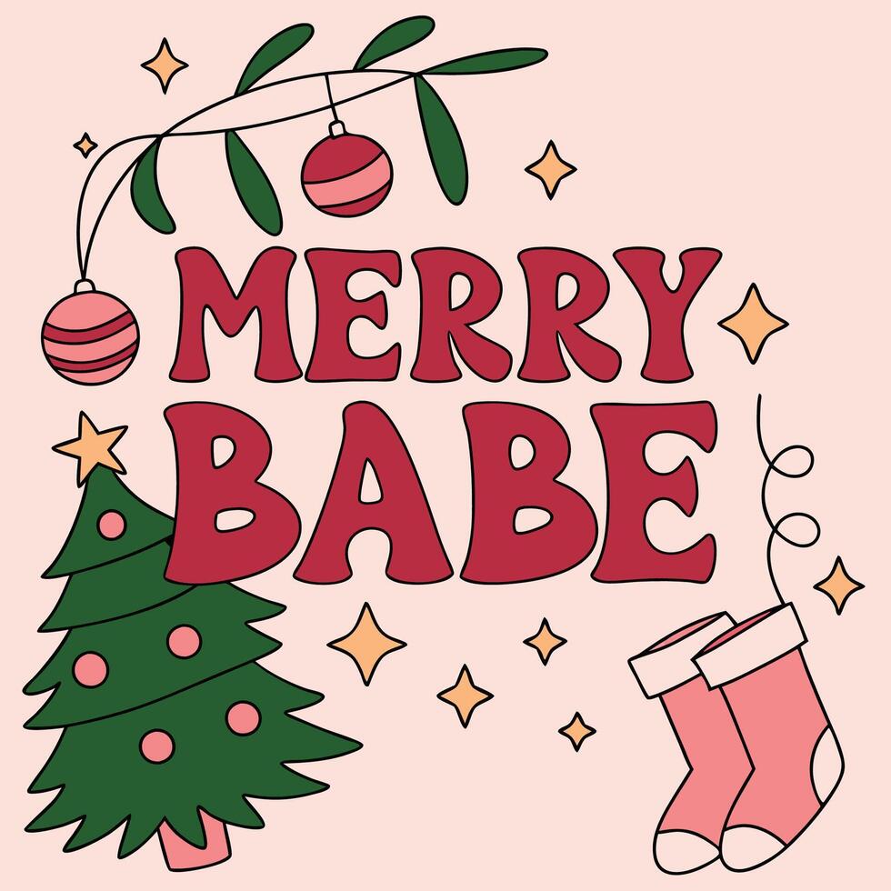 merry babe christmas card vector