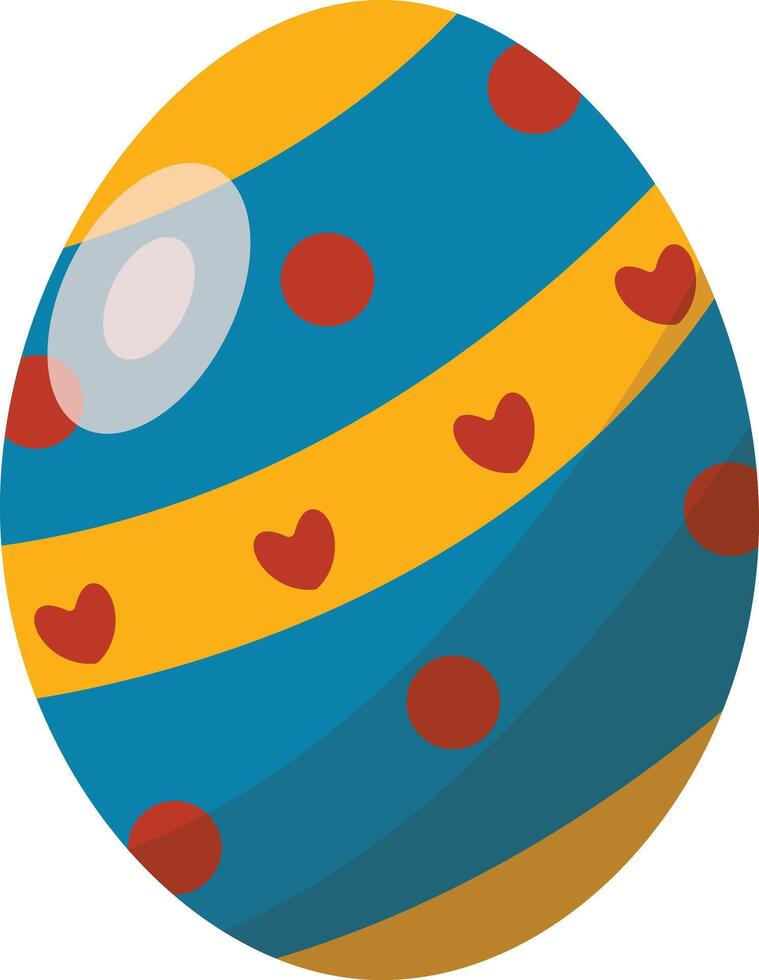 Blue Easter Egg with Heart Pattern Design vector
