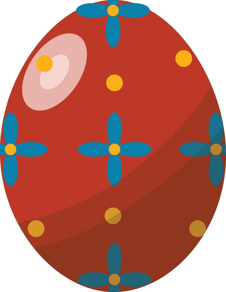 Red Easter Egg with Floral Design and Shape vector