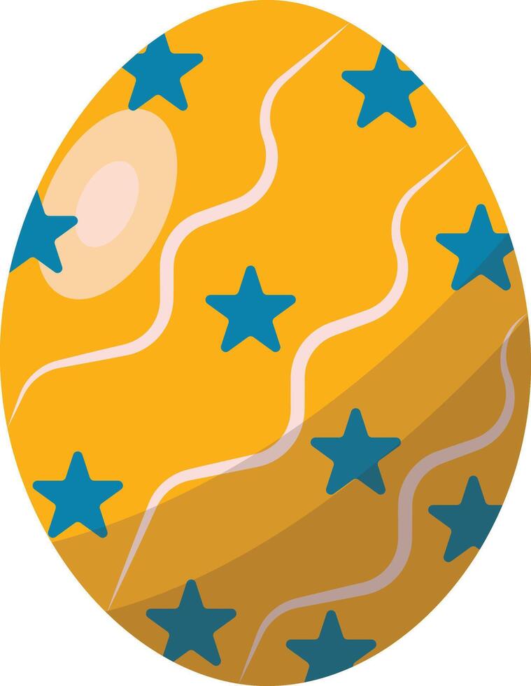 Yellow Easter Egg with Star Pattern Design vector