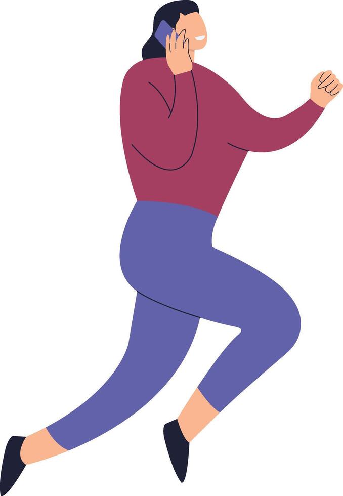 Lady Jump Illustration with Casual Clothes vector