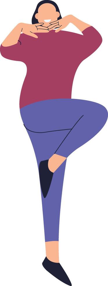 Woman Jump Illustration with Casual Clothes vector