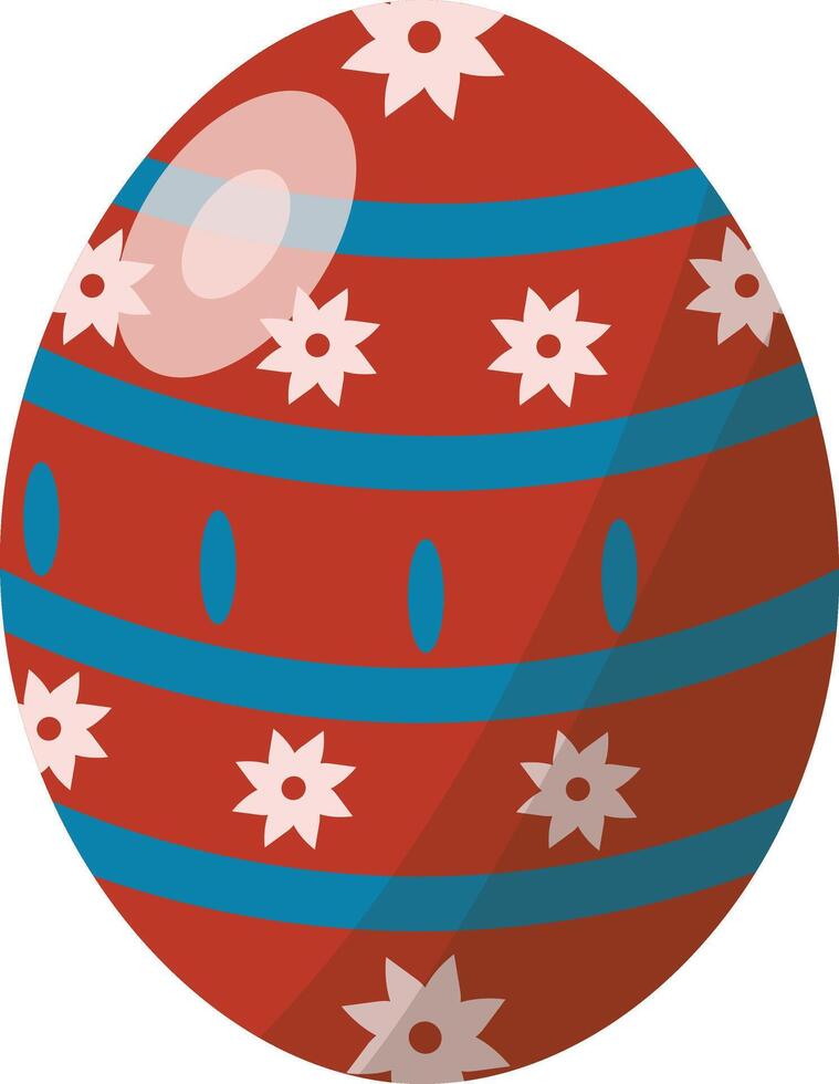 Red Easter Egg with Floral Design and Shape vector
