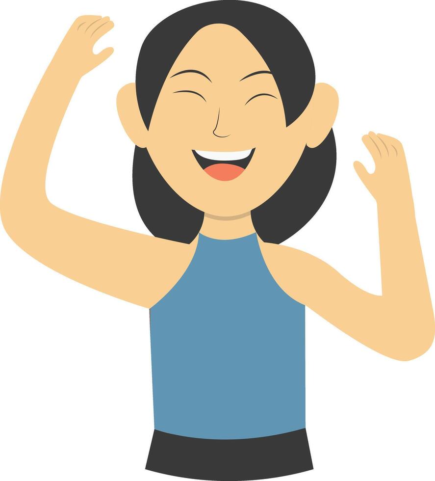 Woman Laugh in Blue Clothes vector