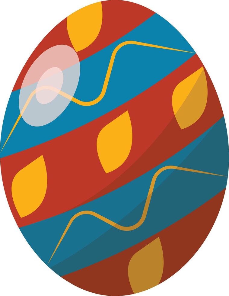 Red Easter Egg with Leaf Pattern Design vector
