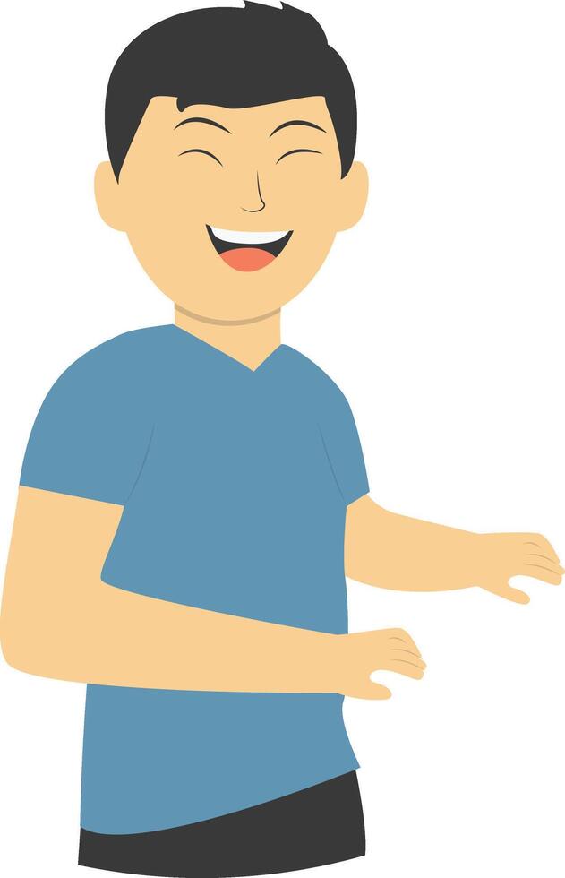 Man Cheerful in Blue Clothes vector