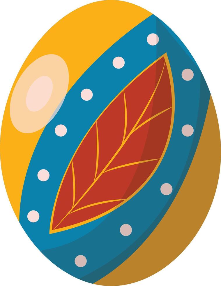 Yellow Easter Egg with Flower Pattern Style vector