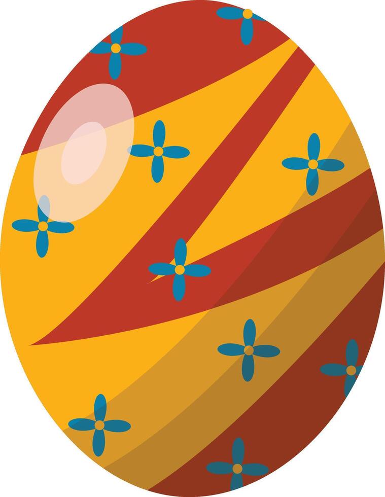 Yellow Easter Egg with Floral Pattern Design and Concept vector