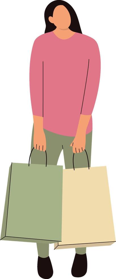 Woman Cartoon Character Holding Shopping Bag vector