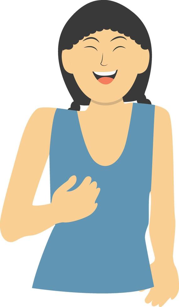 Woman Laugh in Blue Clothes vector
