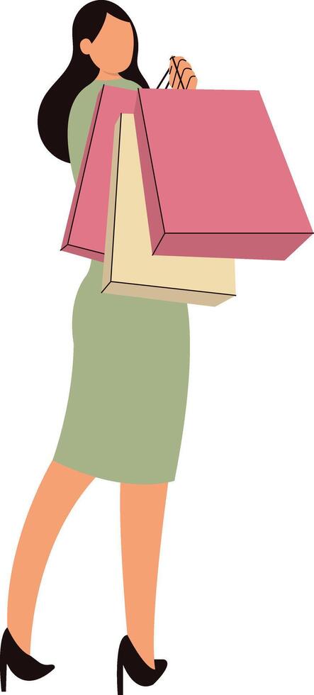 Happy Woman Holding Shopping Bag vector